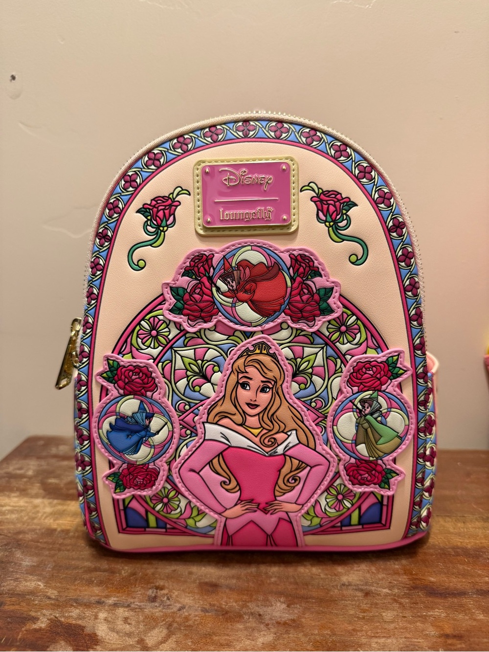 Loungefly Pink Aurora Stained-Glass Mini Backpack